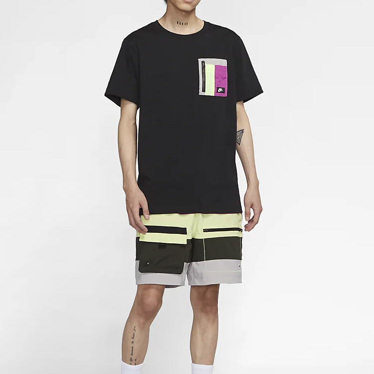 Nike Sportswear Zipper Pocket Design Short Sleeve Black CZ8671-010