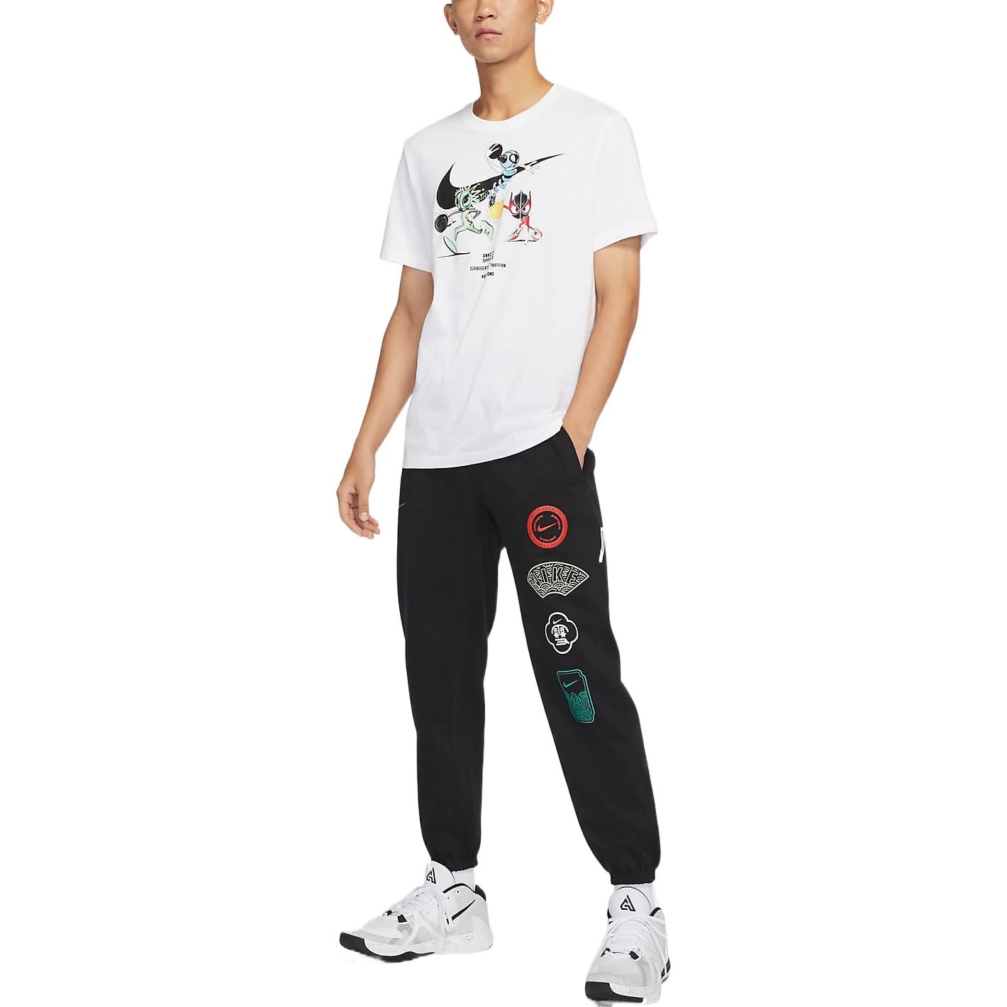 Men's Nike Pattern Printing Lacing Casual Bundle Feet Sports Pants/Trousers/Joggers Black DR6405-010