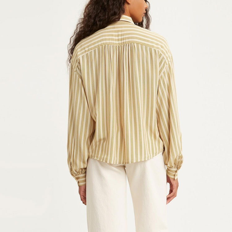 Levis Lapel Sleeve Stripe Long Sleeves Yellow Stripe Shirt 85382-0000