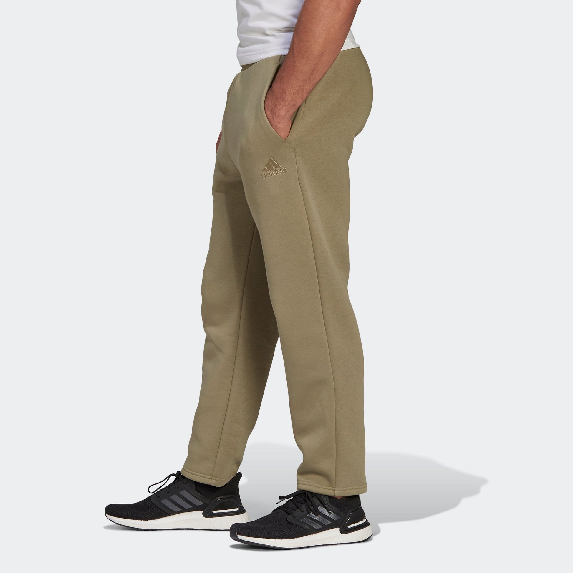 Men's adidas Fl Pt Solid Color Drawstring Sports Pants/Trousers/Joggers Khaki HU0286