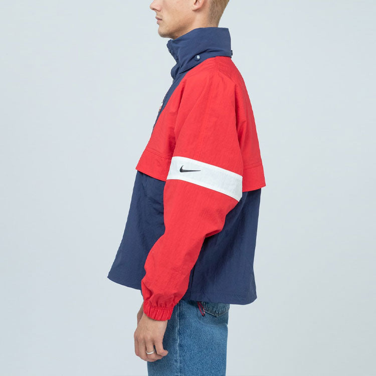 Men's Nike Lab Swoosh Stripe Splicing Storage Simple Colorblock Hooded Jacket Blue 'University Red Midnight Navy' CD6374-657