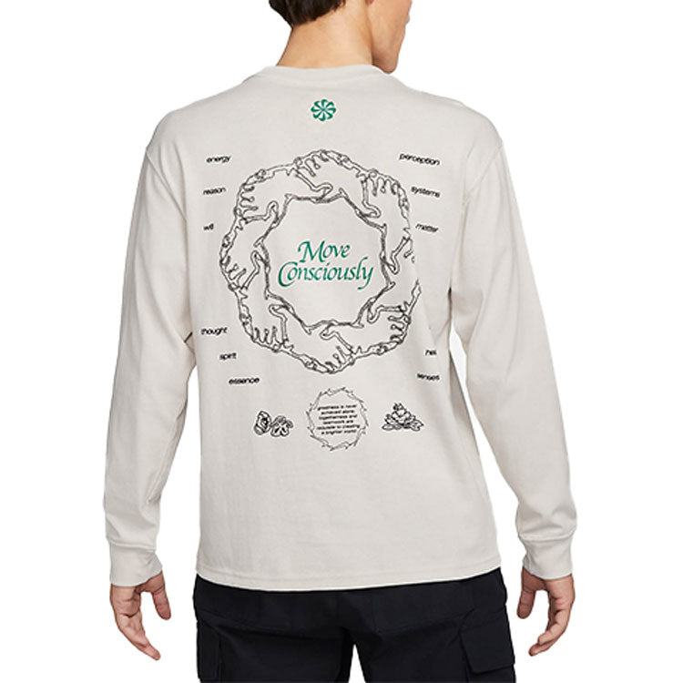 Men's Nike Sportswear Alphabet Printing Long Sleeves Autumn Light Bone T-Shirt DN5141-072
