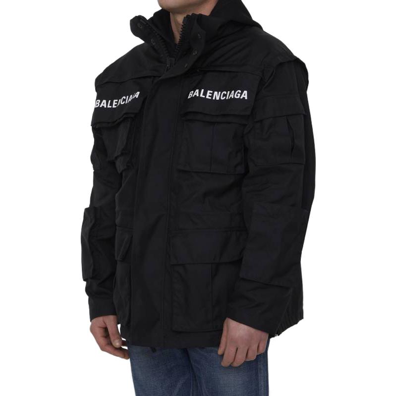 Balenciaga Technical Fabric Oversized Parka With Jersey Insert 'Black' 746450TOO321000