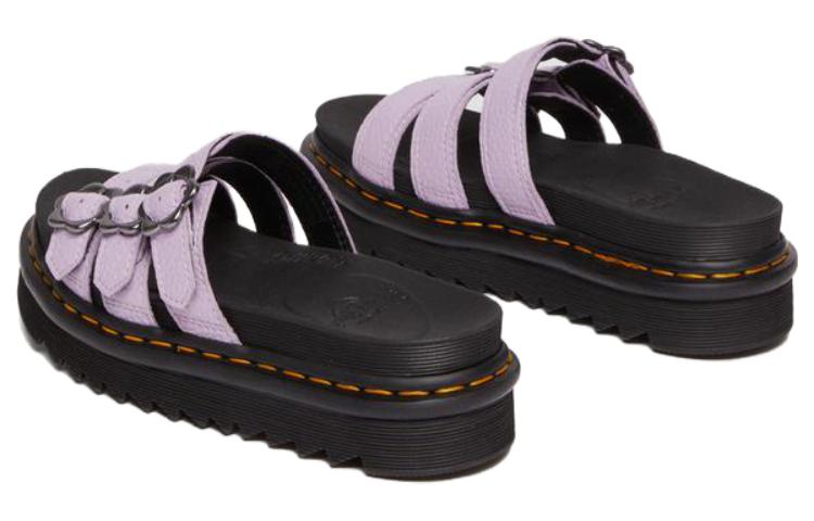 (WMNS) Dr.Martens Blaire Flower Buckle Milled Nappa Slide Sandals 'Lilac' 30710308