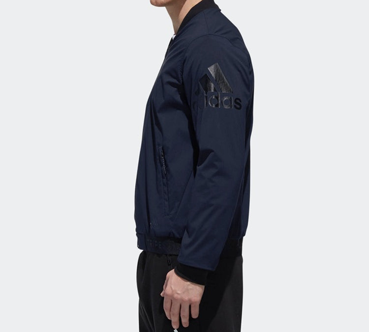 Men's adidas Logo Printing Baseball Blue Aviator Jacket DW4619
