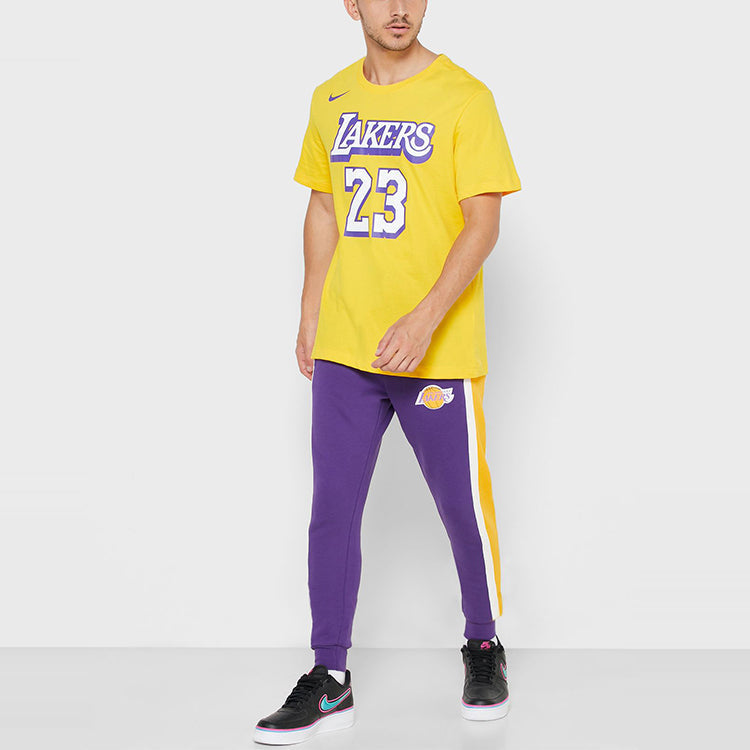 Nike NBA Lakers Basketball Sports Short Sleeve LeBron James 23 Yellow BV8795-705