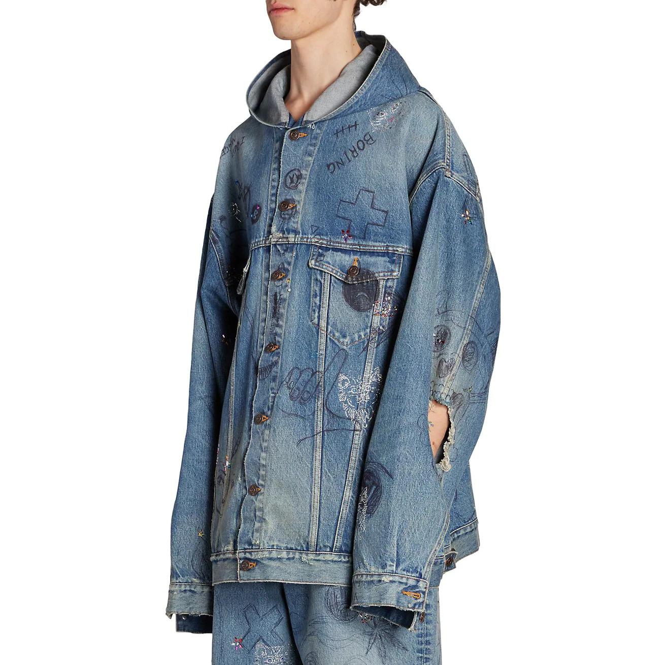Balenciaga Oversized Hooded Jacket 'Blue' 719315TNW56-4268
