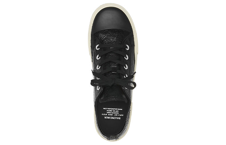 Balenciaga Paris Low Top Sneakers 'Black Destroyed Cotton and White Rubber' 688754W3RCB1090