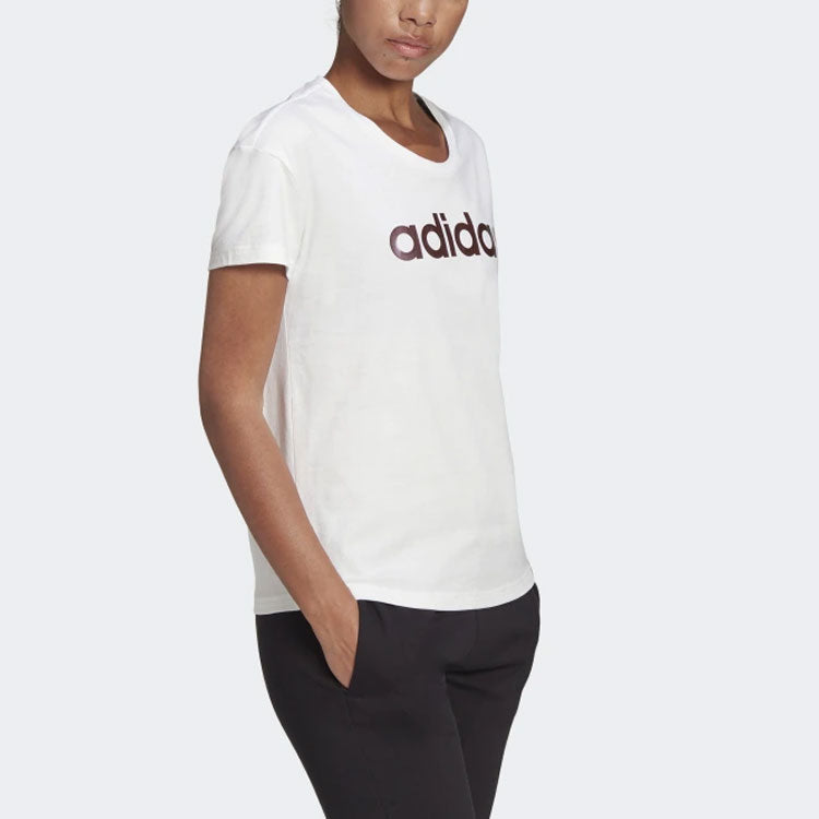(WMNS) adidas Alphabet Printing Round Neck Training Sports Short Sleeve White GL7802