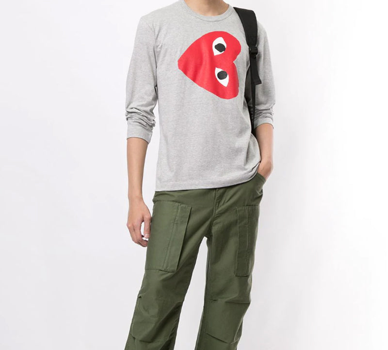 COMME des GARCONS PLAY Side Heart Long Sleeves Tee 'Grey' AZ-T268-051