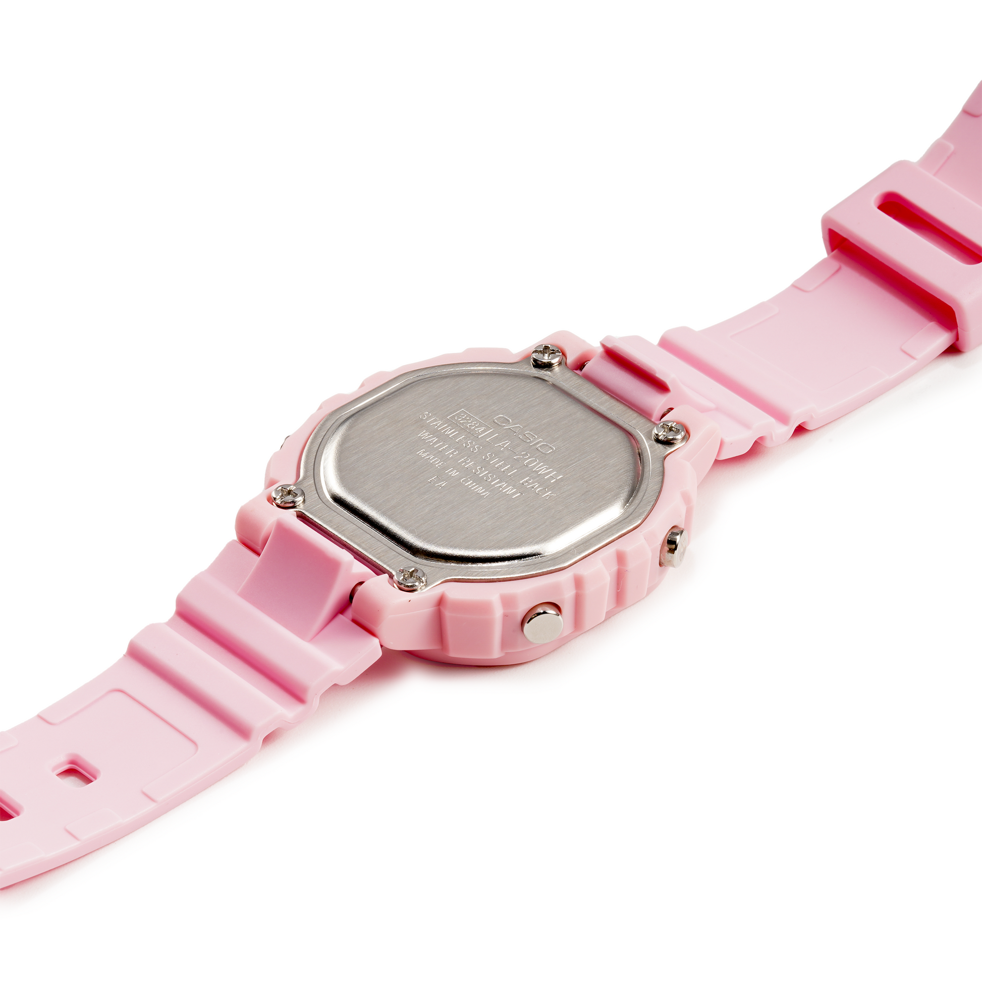 CASIO Minimalistic Temperament Small Cube Waterproof Led Lights Resin Strap Waterproof Watch Pink Digital LA-20WH-4A1