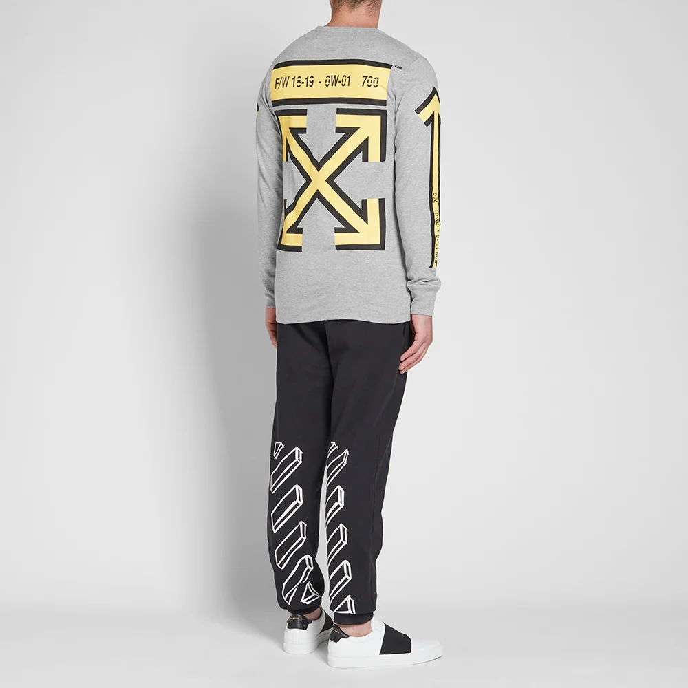 Off-White Back Arrows Sketch Mens Long Sleeve 'Grey Yellow' OMAB001E181850250760