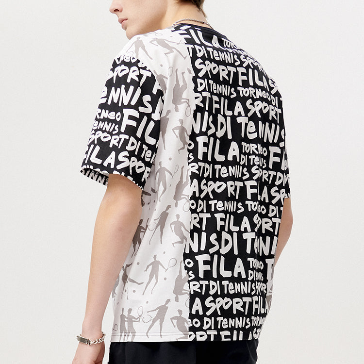 Men's FILA FUSION Casual Sports Breathable Full Print Short Sleeve T11M121116A-BK