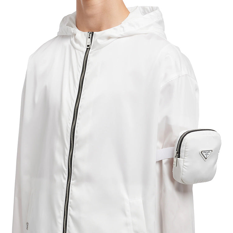 Men's PRADA Solid Color Nylon Hooded Jacket White SGB740-1WQ8-F0009-S-202
