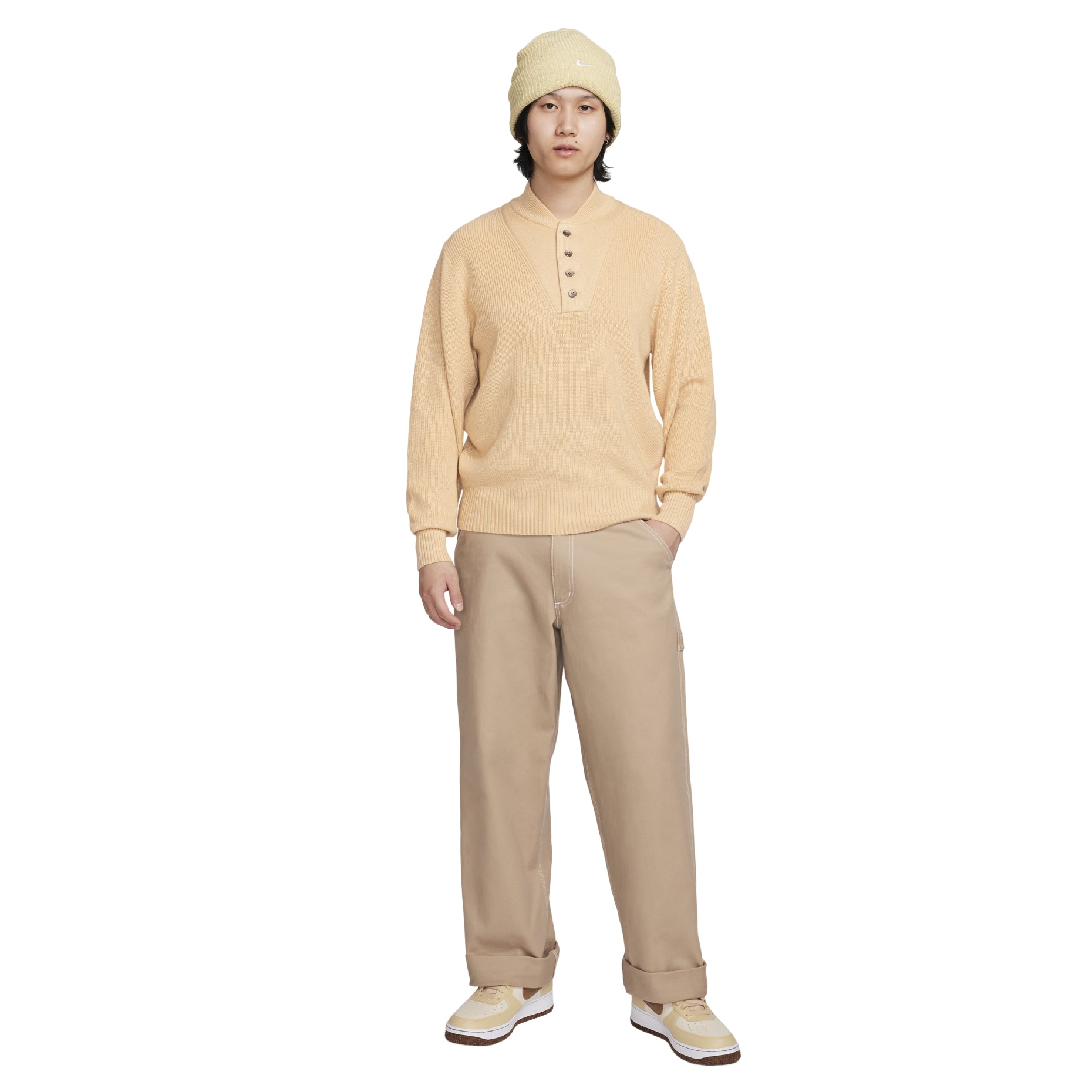 Nike Long-Sleeve Military Henley Sweater 'Beige' FN3119-252