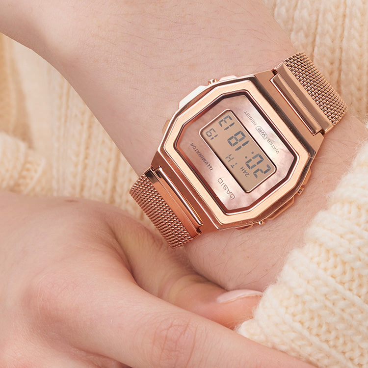 CASIO Analog Unisex Mens Rose Gold Digital A1000MPG-9