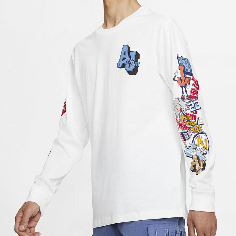 Air Jordan Printing Casual Sports Long Sleeves White CV3408-100