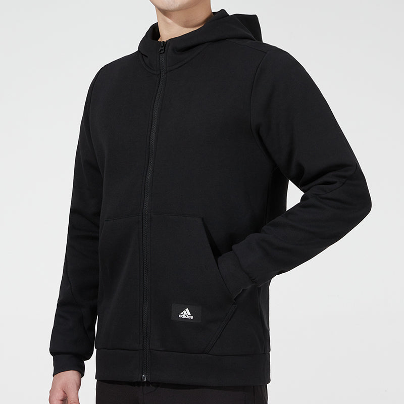 adidas M Fi Dblknt Fz Casual Sports Cardigan Hooded Jacket Black HA1416