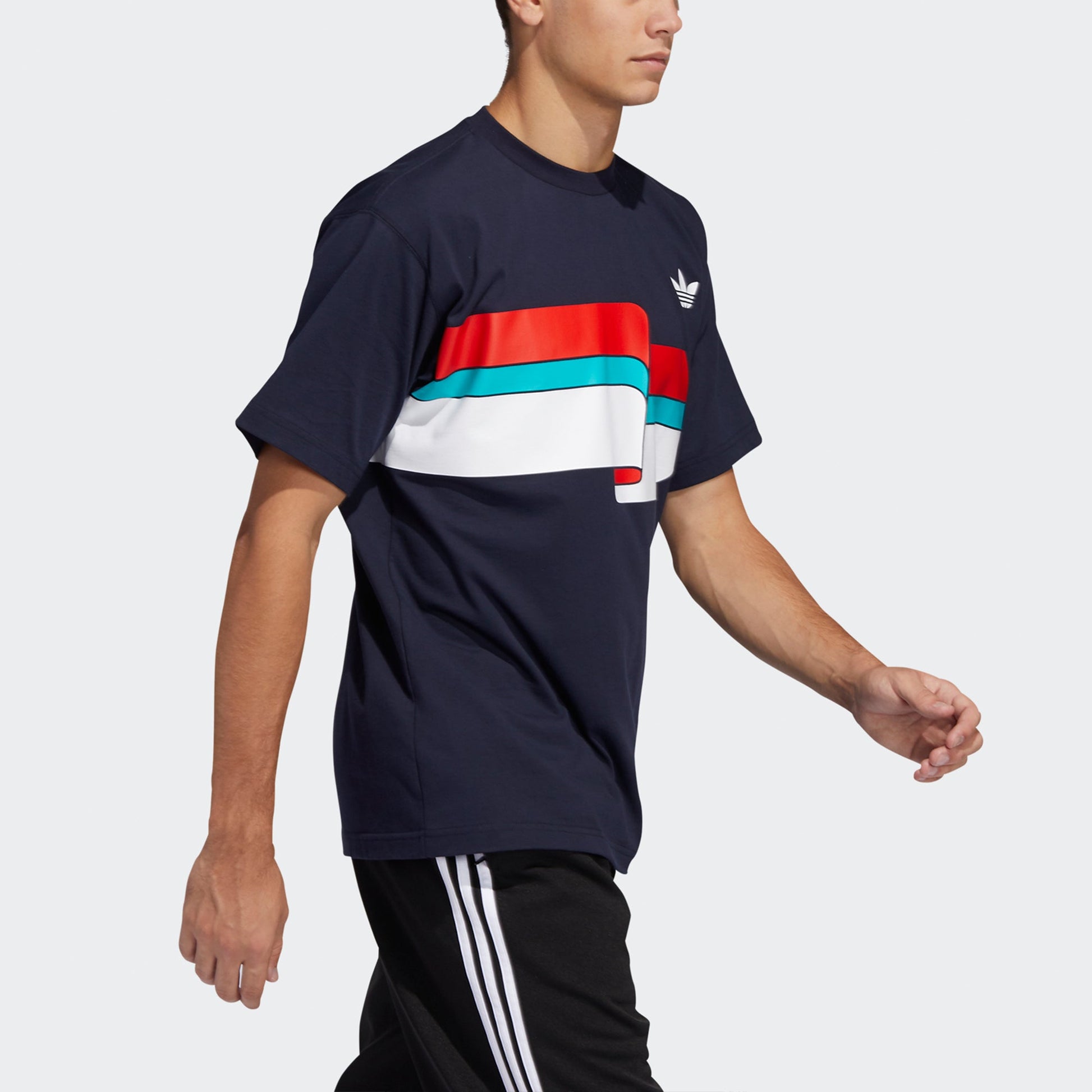 adidas originals Ripple Tee Colorblock Printing Sports Short Sleeve Navy Blue FM1548