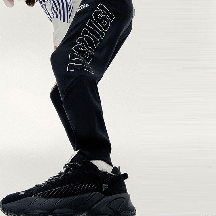 FILA FUSION Athleisure Casual Sports Printing Alphabet Knit Bundle Feet Long Pants Black T11M042601F-BK