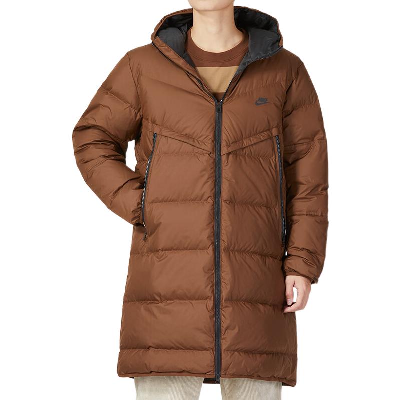 Nike hooded puffer long coat 'Brown' DV1134-259