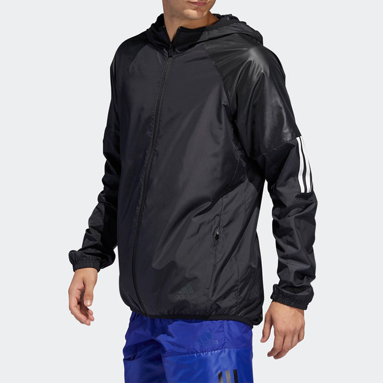 adidas M Wind Fz Jkt Training Sports Hooded Jacket Black DU1961