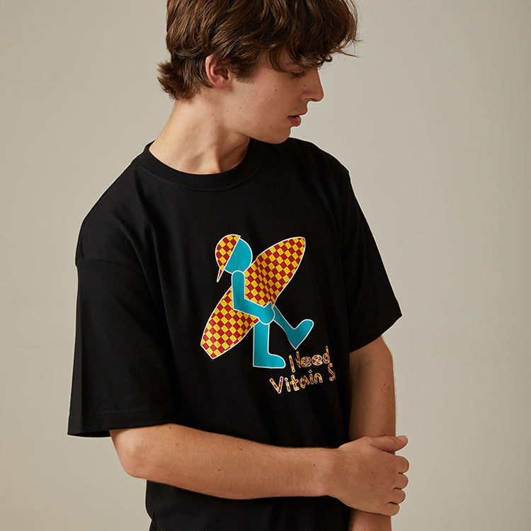 PJs Vigor Printing Cotton Short Sleeve Unisex Black 20SSTS1035-P