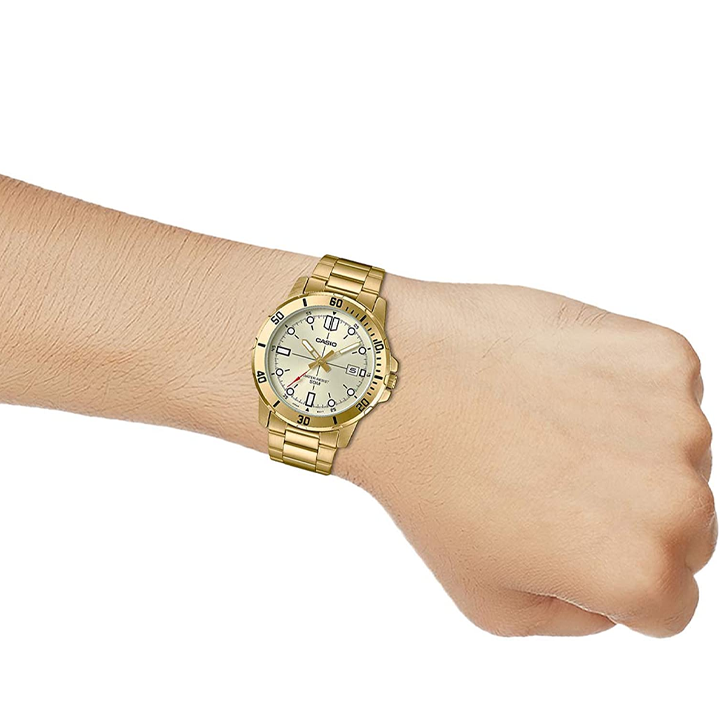 CASIO Stainless Steel Strap Mens Gold Analog MTP-VD01G-9E
