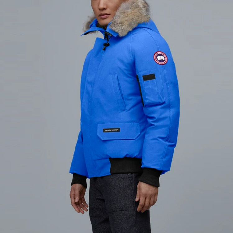 Men's Canada Goose Solid Color Cozy hooded aviator Down Jacket Blue 7999MPB-64
