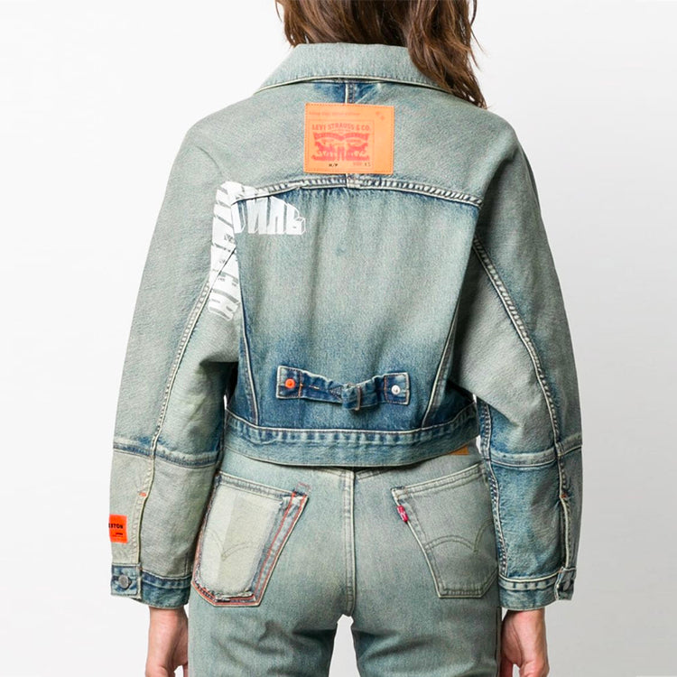 HERON PRESTON x Levis Crossover Washed Distress Short Denim Jacket Denim Blue HWYE005R209250017301