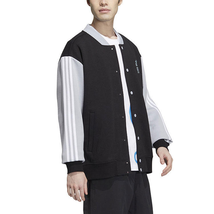 Men's adidas neo Pattern Printing Long Sleeves Jacket Black HM1988