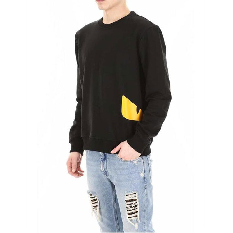 FENDI Little Monster Long Sleeve Round Collar Male Black FY0944A7A7F0QA1