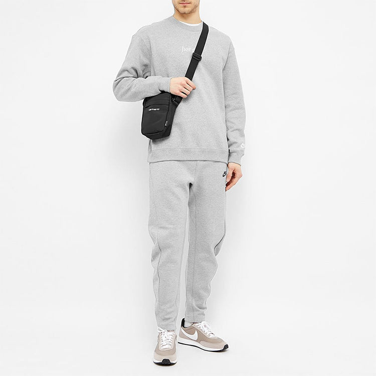 Nike Solid Color Logo Embroidered Round Neck Pullover light grey CD0414-063