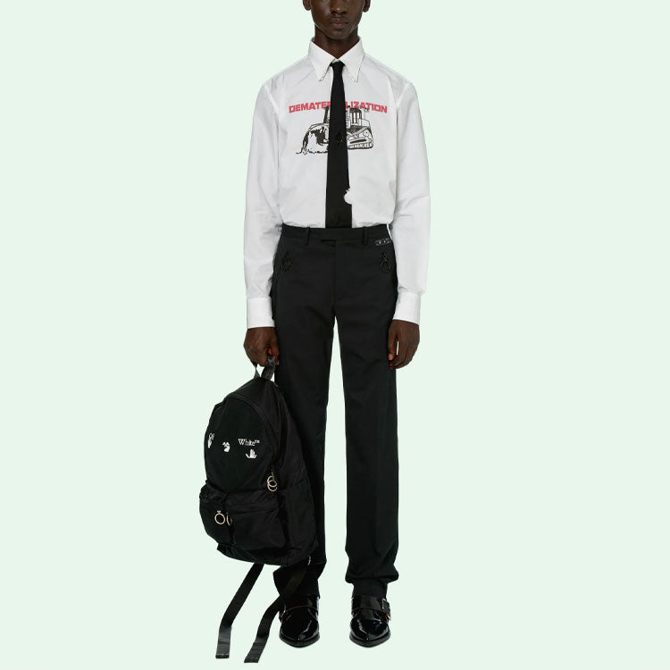 Off-White SS21 Printing Long Sleeves Shirt White OMGA152R21FAB0010125