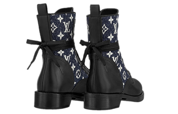 (WMNS) LOUIS VUITTON LV Metropolis Flat Ranger Boots 'Black with Denim Monogram' 1A9RPZ