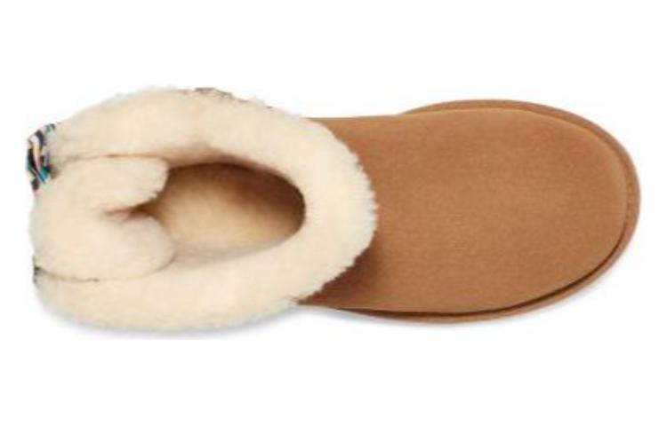 (WMNS) UGG Checkered Bow Short Snow Boots 'Brown' 1138132-CHE