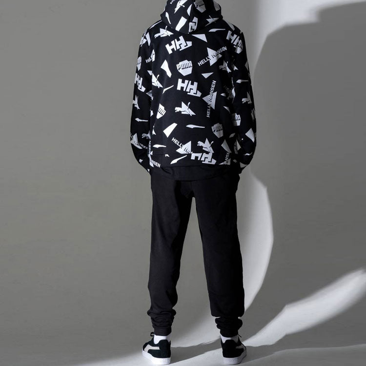 PUMA x Helly Hansen All Over Print Hoodie 'Black White Orange' 597449-01