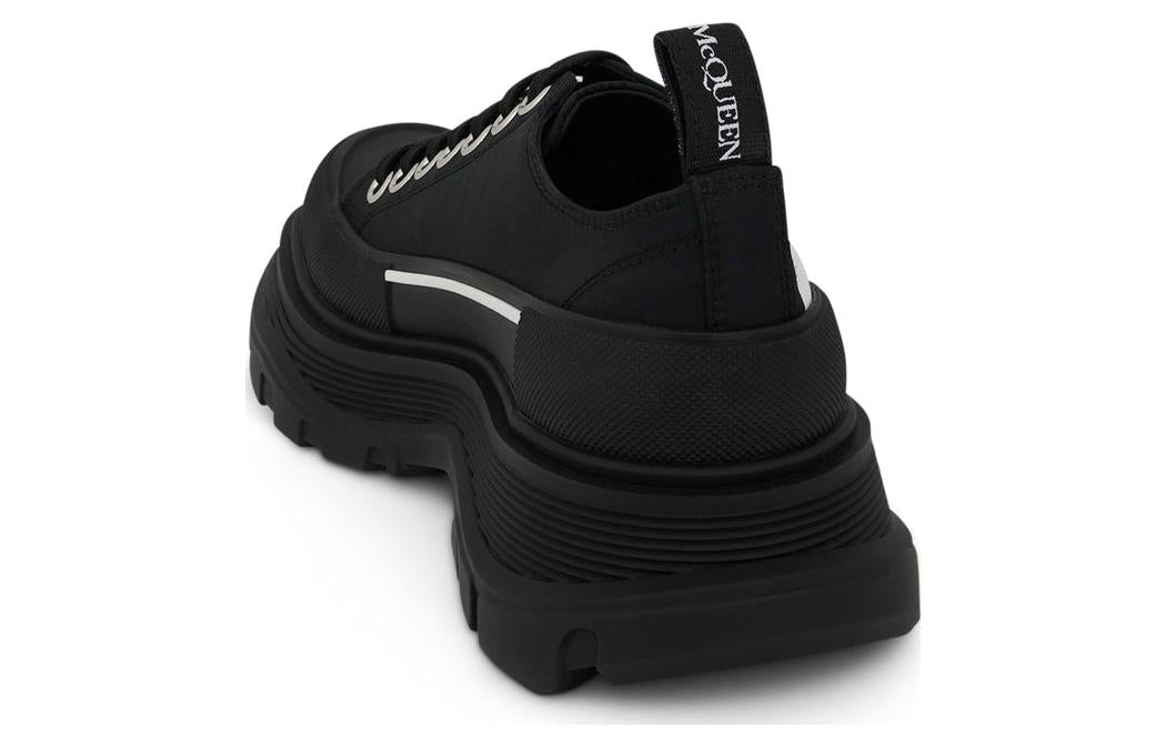 (WMNS) Alexander McQueen Tread Slick Low Lace Up Canvas Graffiti 'Black White' 676711W4RQ21006