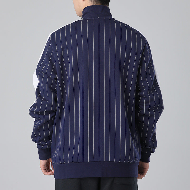 PUMA Pinstripe Cardigan Casual Stand Collar Fleece Lined Jacket Blue 530177-06