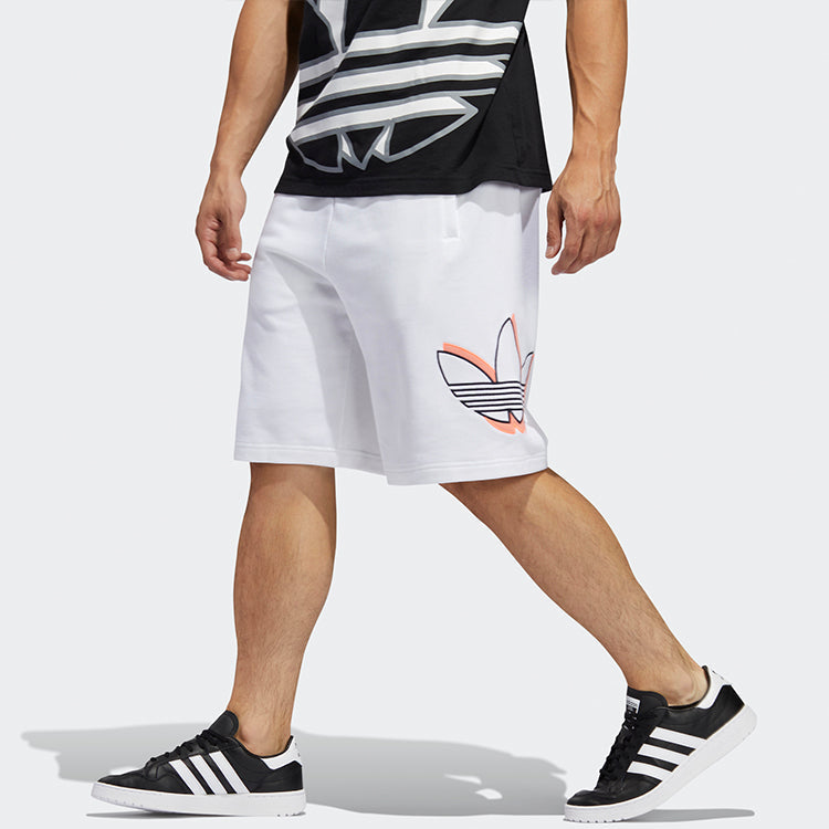 adidas originals Shadow Tref SH Logo Printing Running Sports Shorts White FM1543