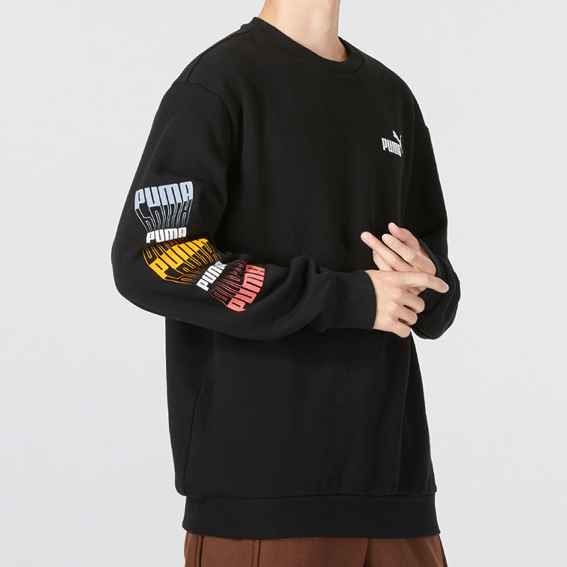 PUMA Ess Logo Repeat Graphic Crew 'Black' 675128-01