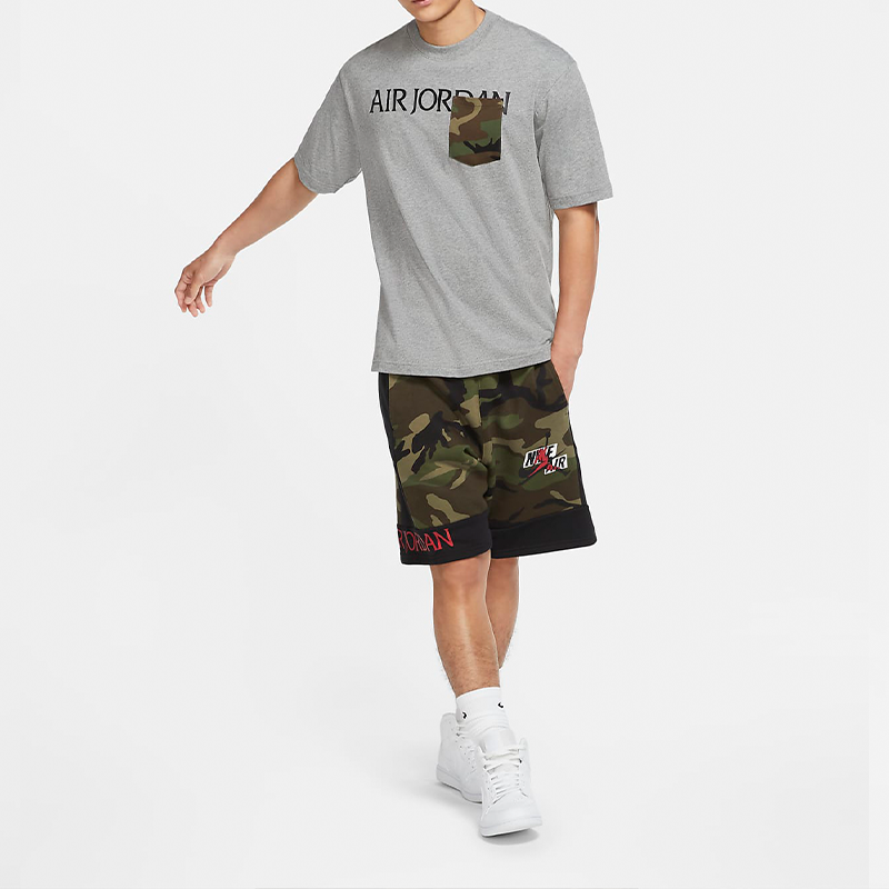Air Jordan Camo Mashup Pocket Short Sleeve Gray CZ0595-091