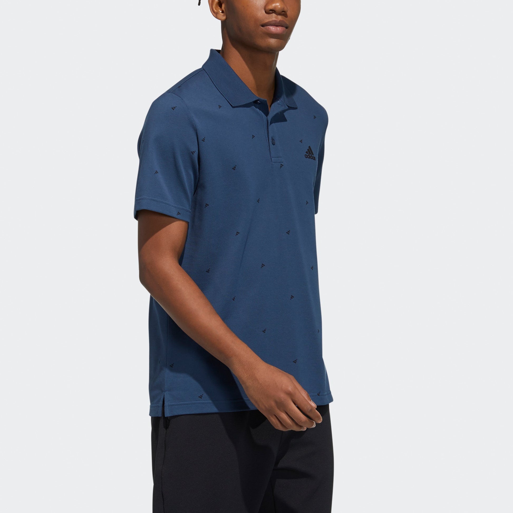 adidas Fi Polo Aop Sports Running Short Sleeve Polo Shirt Navy Blue GP0996