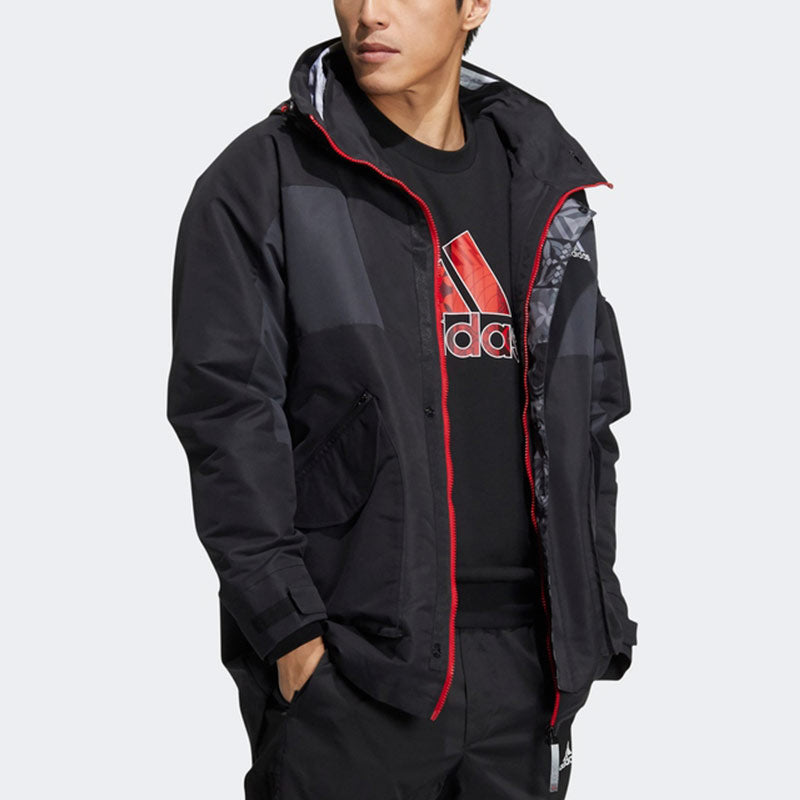 adidas Cny Top Wvjk limited Multiple Pockets Sports Fleece Lined Hooded Jacket Black HC0275
