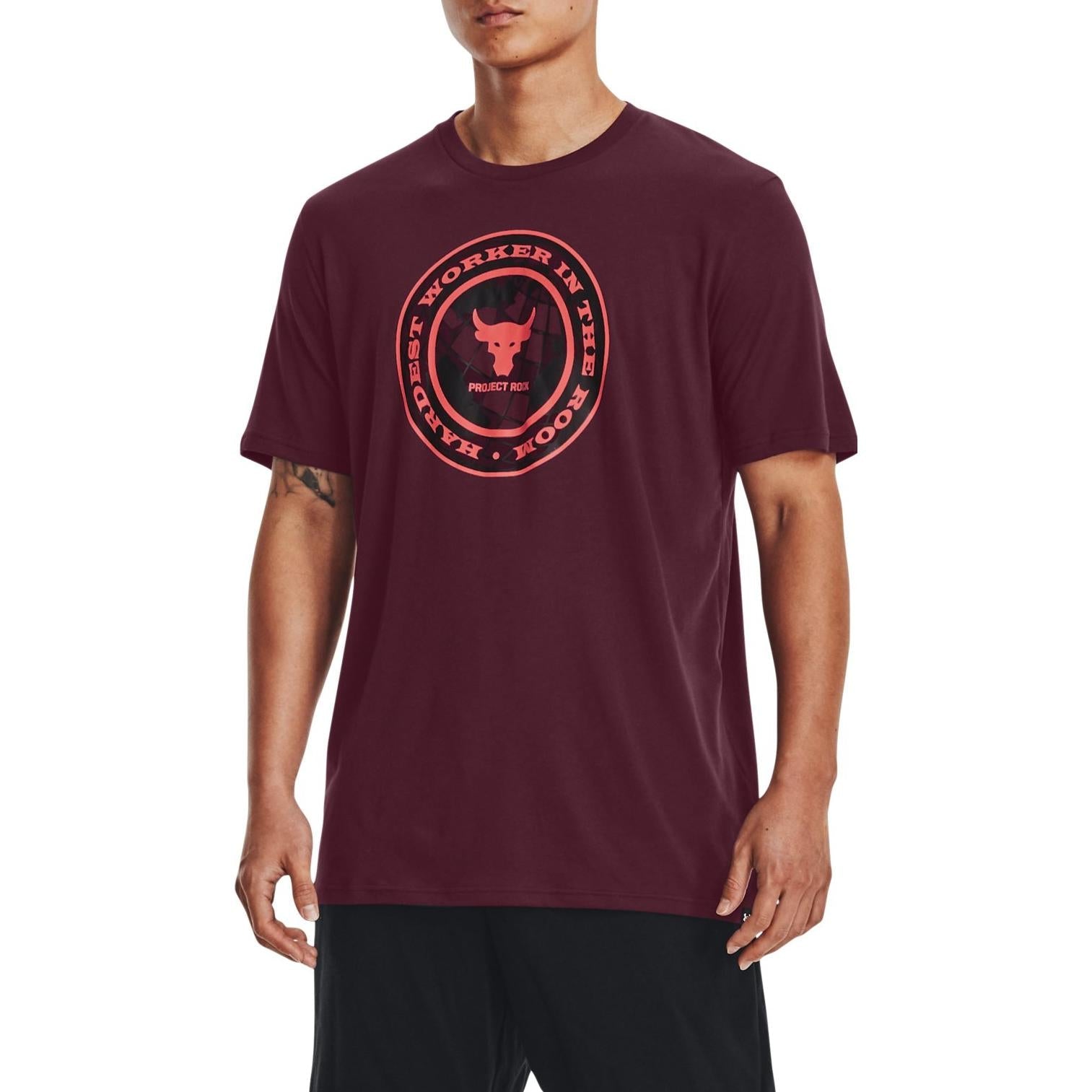 Under Armour Project Rock Globe T-shirt 'Burgundy' 1373746-600
