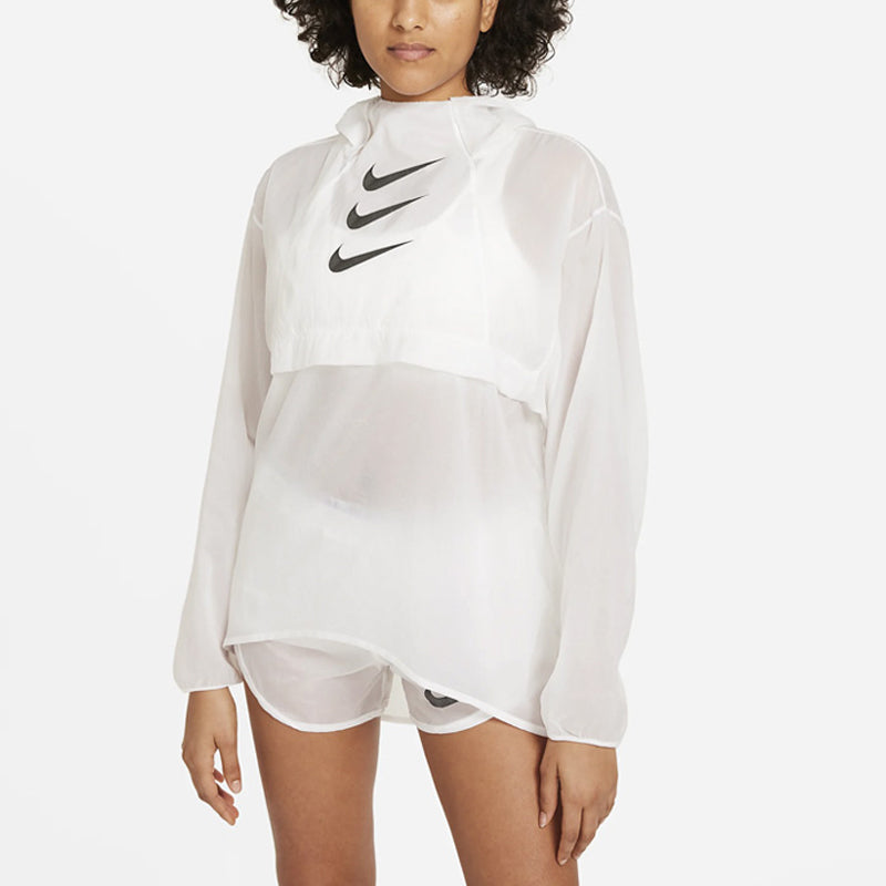 (WMNS) Nike Run Division Casual Breathable Sports Windproof Hooded Jacket White DA1276-100
