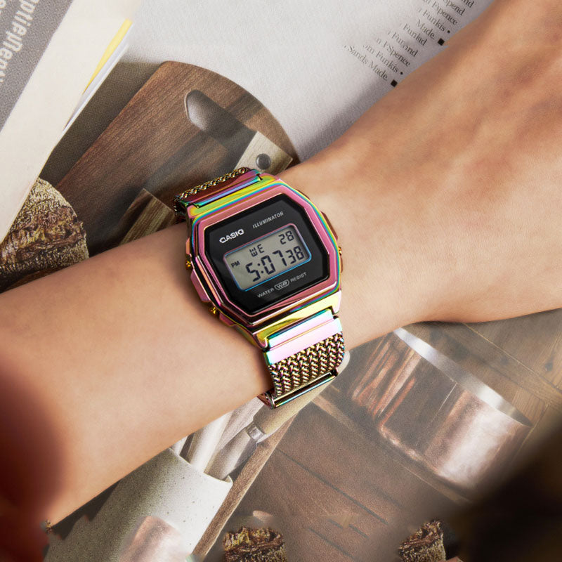 CASIO Vintage Premium Digital Watch 'Rainbow' A1000PRW-1PRD