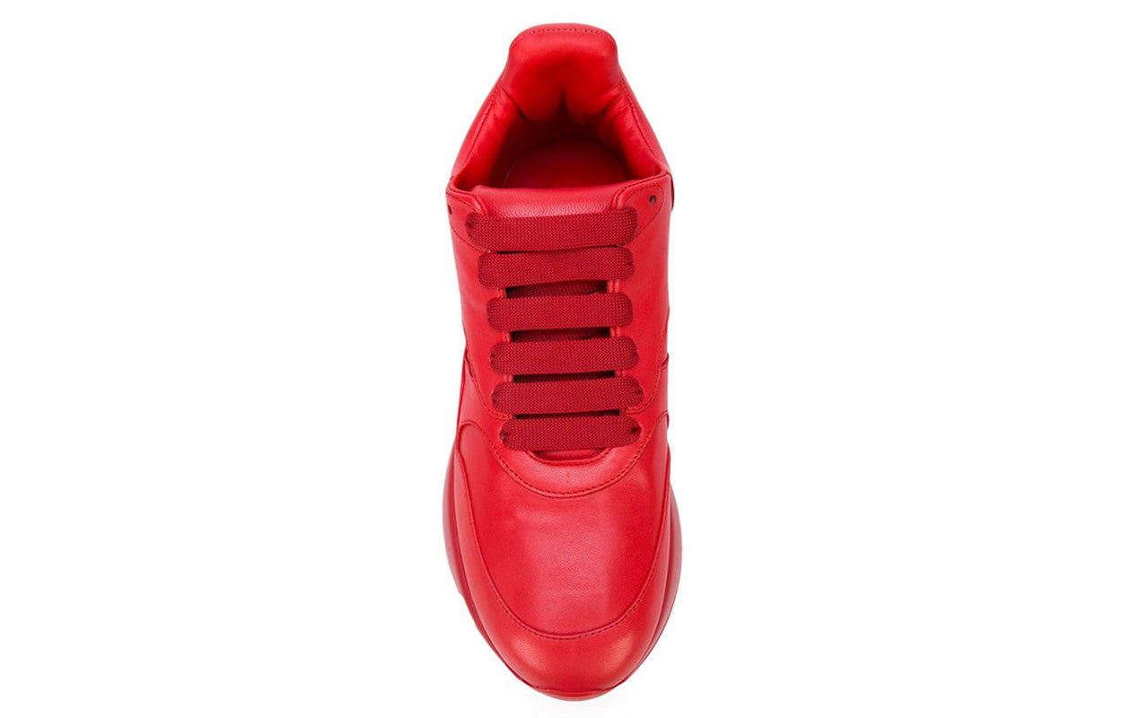 (WMNS) Alexander McQueen Oversized Runner Low Top Leather Sneakers with Mesh 'Pure Red' 533710WHRU06409