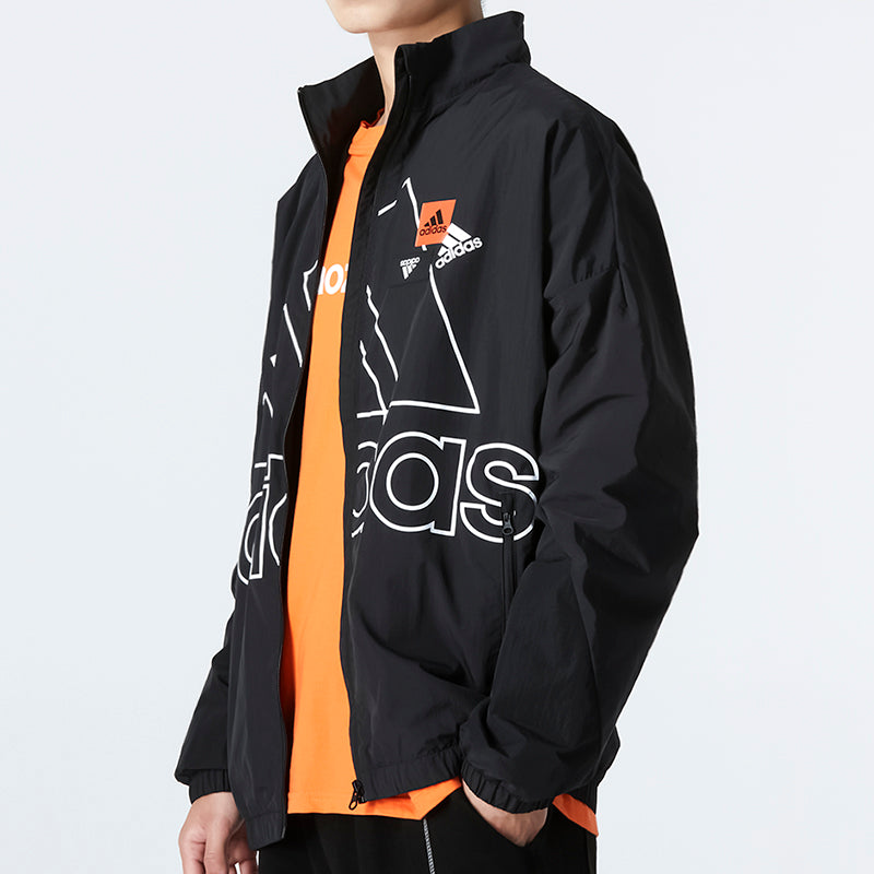 Men's adidas Mh Bp3 Wvjkt Large Logo Athleisure Casual Sports Woven Jacket Autumn Black HP1433