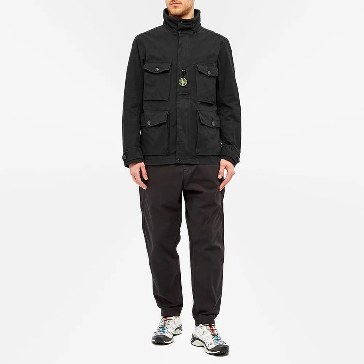 Men's STONE ISLAND Cotton / Cordura Pocket Stand Collar Jacket Black 41921-V0029